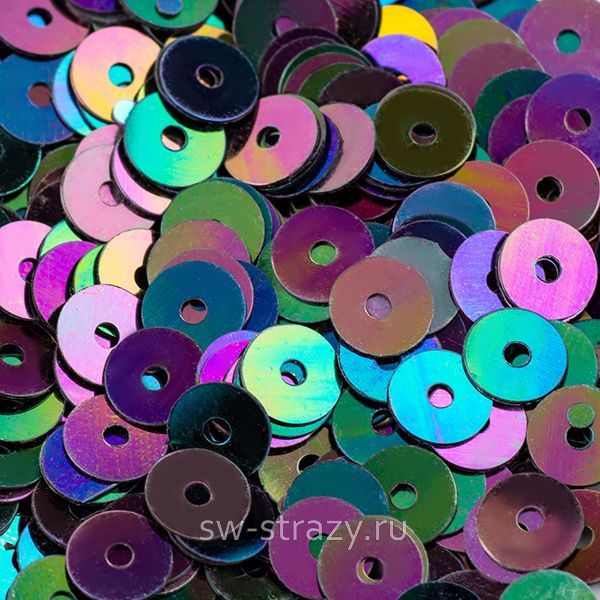 Пайетки плоские 5 мм ирис (3гр)