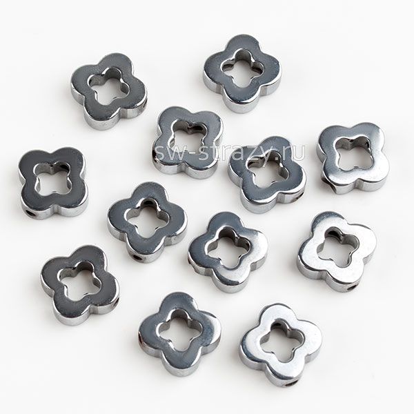 Бусина-клевер из светлого гематита 8 мм