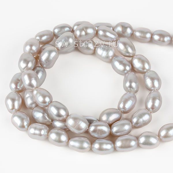 Жемчуг натуральный барочный рис 7х5 мм светло-серый