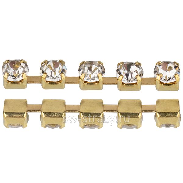 Стразовая цепь 2 мм  Crystal\gold (K-G001)