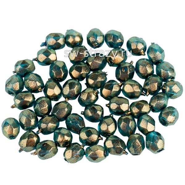 Бусины граненые Firepolished 3 мм  синие золотой глянец (69266cr)