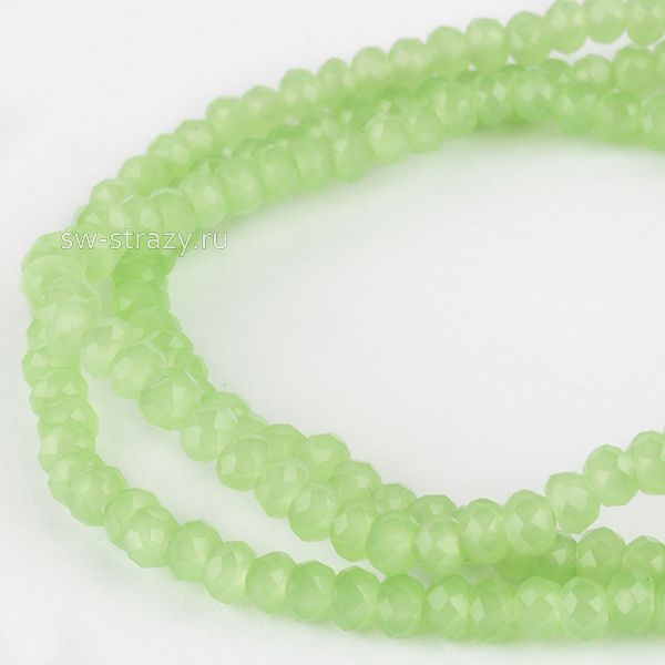 Бусины граненые Rondelle 2 мм светло-зеленый воск (№37), 1 нить