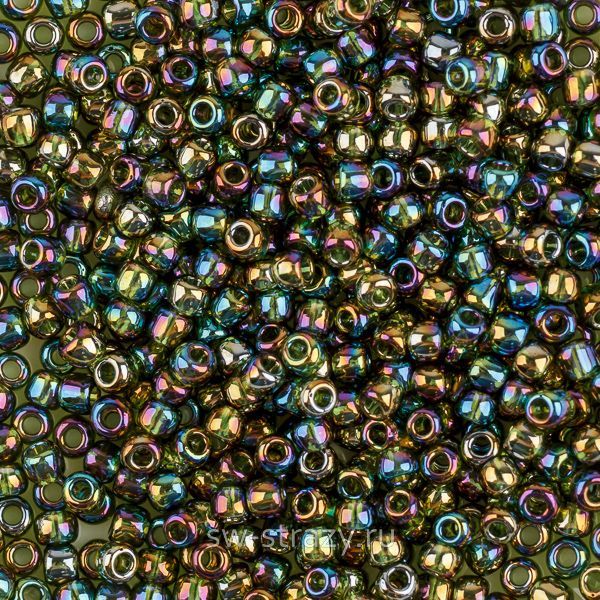 Бисер круглый 11/0 #0180 Прозрачный радужный оливковый