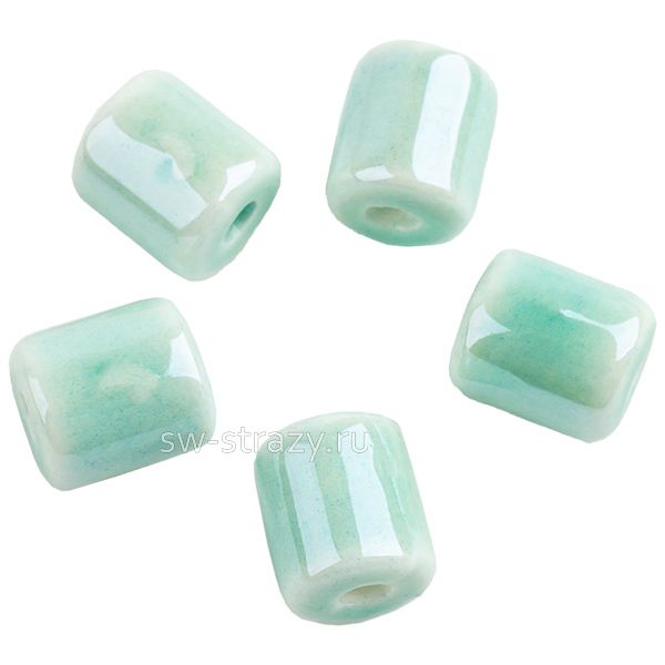 Бусина керамическая бочонок 7х4,5 мм светло-бирюзовая