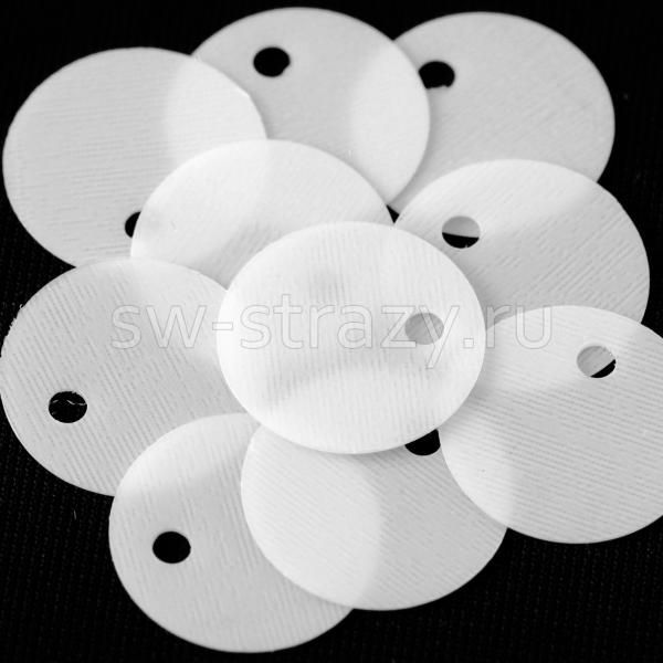 Пайетки круглые 10 мм матовые белые (10 шт)