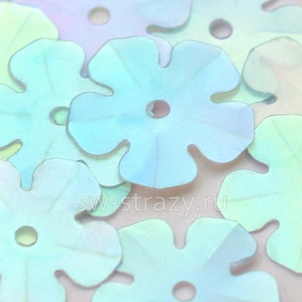 Пайетки-цветочки 14 мм матовый светло-голубой (10 шт)