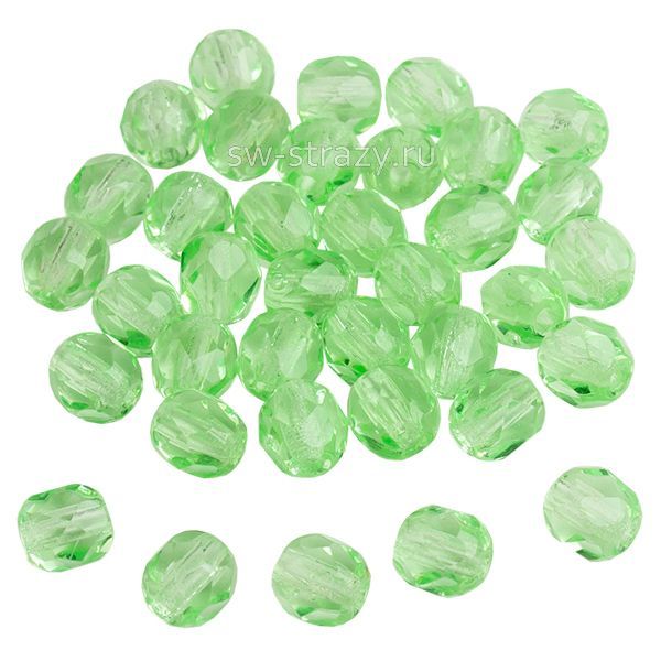 Бусины граненые Firepolished 4 мм светло-зеленый 111