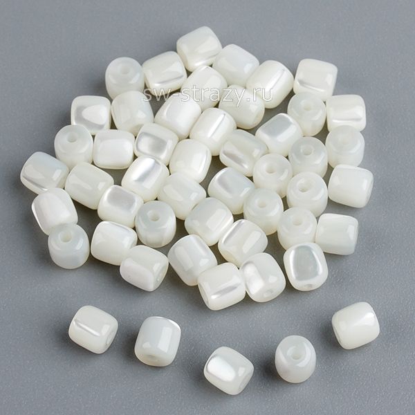 Бусина-бочонок из перламутра 3,5 мм белая