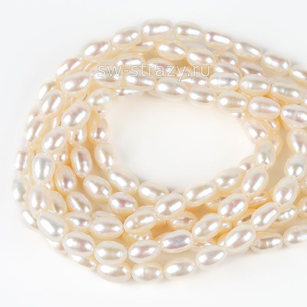 Жемчуг натуральный барочный рис 6х4 мм кремовый