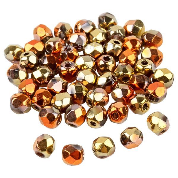 Бусины граненые Firepolished 3 мм  медно-золотой (114)