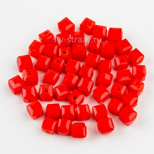 Бусины-кубики 6 мм алый*