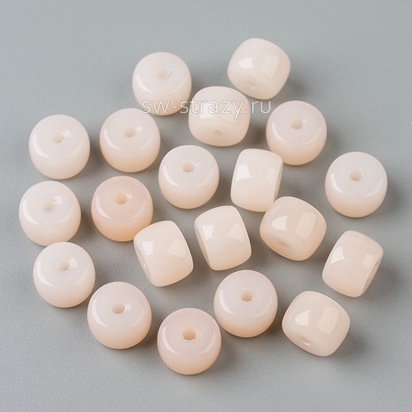 Бусины стеклянные 8,5х6 мм бледно-розовый полупрозрачный*