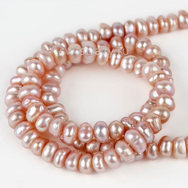 Жемчуг натуральный барочный 4х7 мм с розовым оттенком