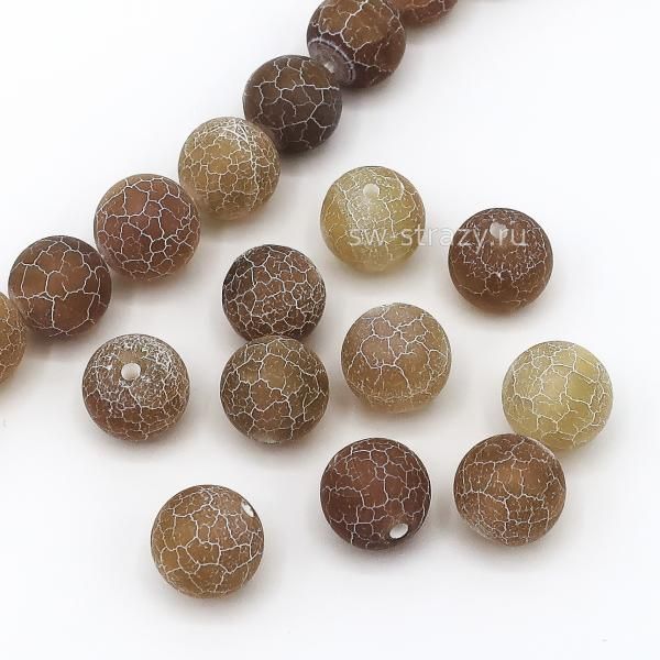 Бусина из агата 10 мм светло коричневая*