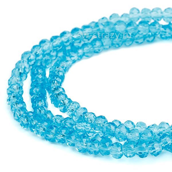Бусины граненые Rondelle 2 мм светло-голубой (3), 1 нить