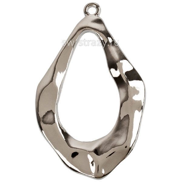 Подвеска Капля 26х43мм Мятый металл серебро*