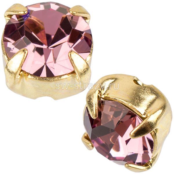 Шатоны в оправе ss 16 Light Amethyst/Gold