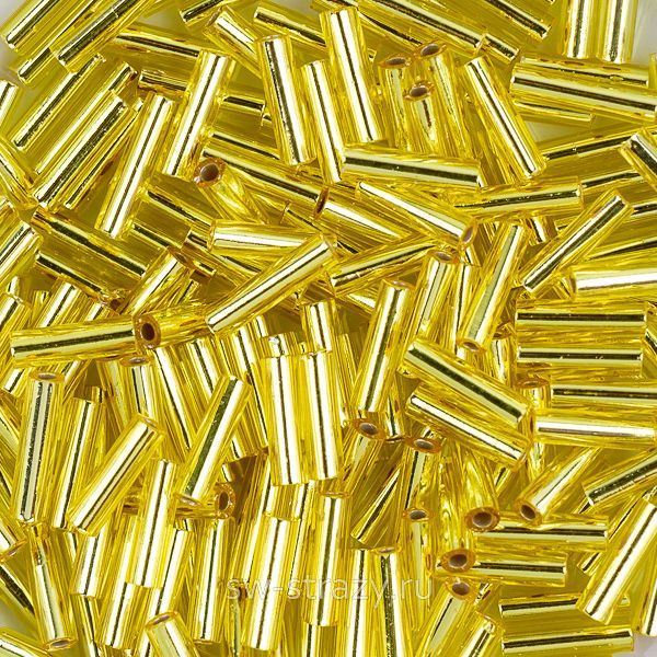 Стеклярус 6x1,7 mm 006 Silver Lined Yellow