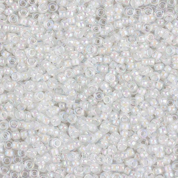 Seedbead Miyuki 15/0 284 White Lined Crys AB