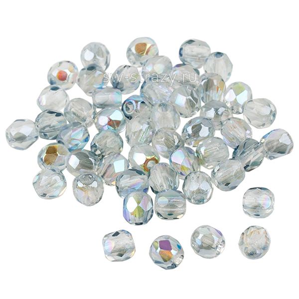 Бусины граненые Firepolished 3 мм серо-голубой АВ (11)