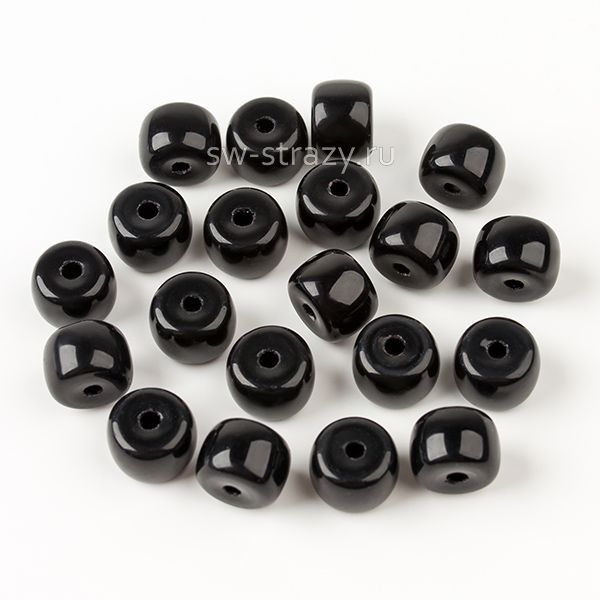 Бусины стеклянные 8,5х6 мм черный*