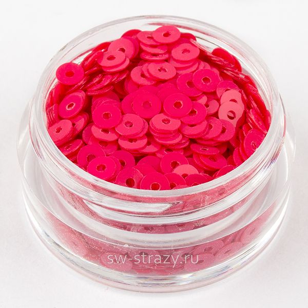 Пайетки 3 mm плоские (4374) Rosso Fucsia OP 3 гр