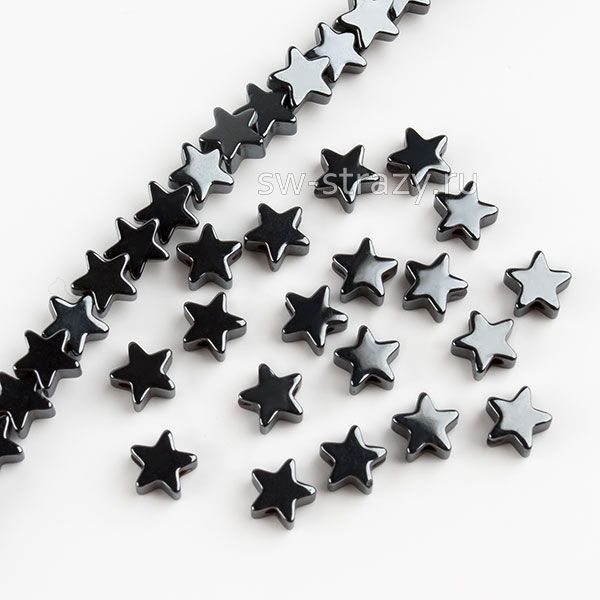 Бусина-звезда из темного гематита 4 мм