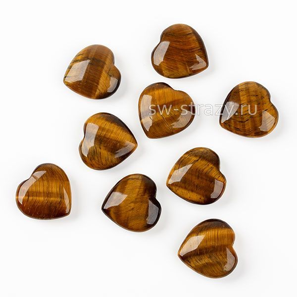 Бусина-сердце полупросверленная из тигрового глаза 12х12мм*