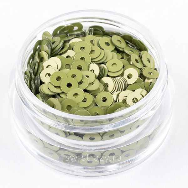 Пайетки 3 mm плоские (7039) Verde Oliva 3 гр