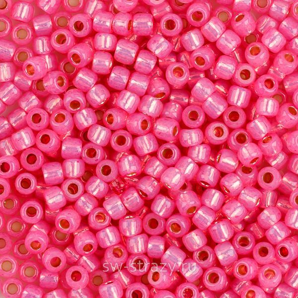 Бисер круглый 11/0 #2107PF PF Внутреннее серебрение молочный ярко-розовый