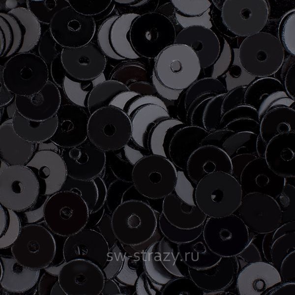 Пайетки плоские 4 мм черные (3гр)