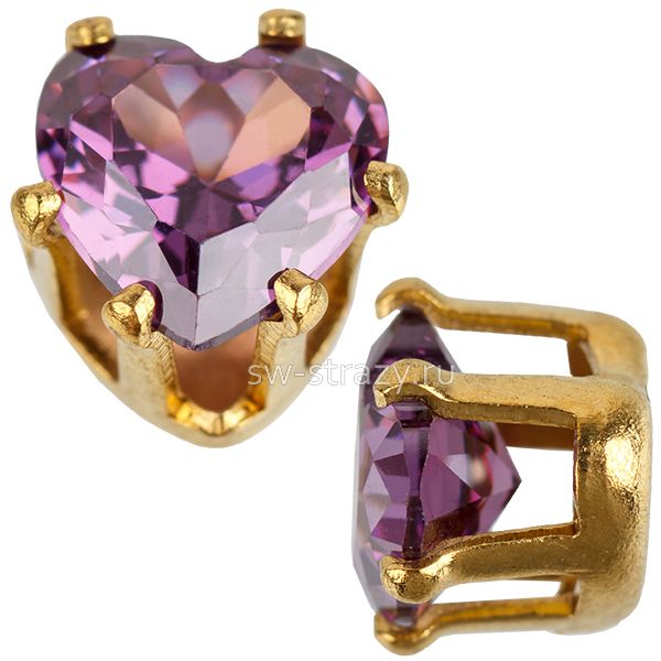 Циркон в оправе сердце 6*6 мм Alexandrite