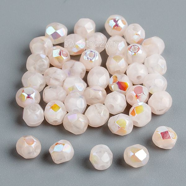Бусины граненые Firepolished 4 мм кремовый опал АВ 152