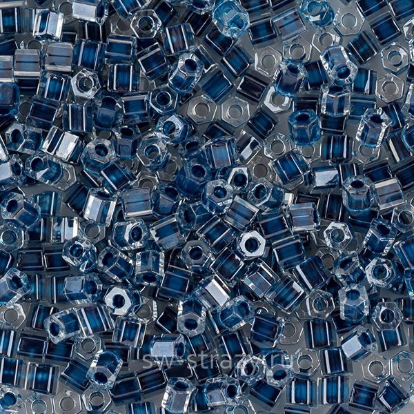 Шестиугольный 11/0 #0347 Окрашенный изнутри, хрусталь/капри