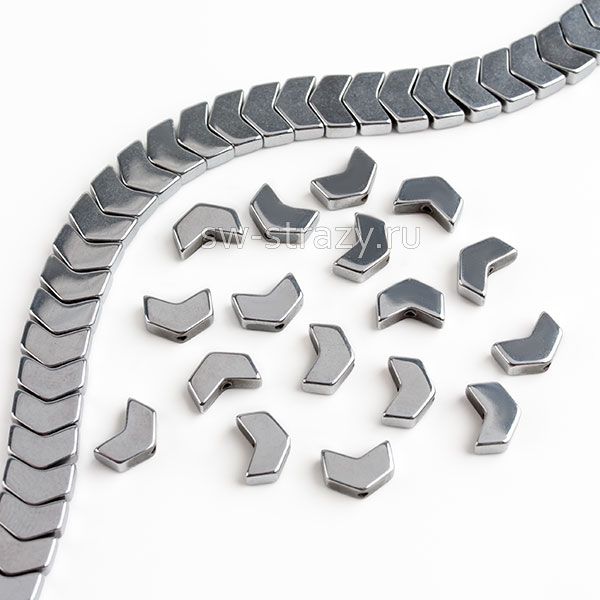 Бусина-стрелка из светлого гематита 6х4,5 мм