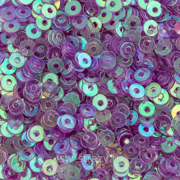 Пайетки плоские 2 мм ab trans light purple (3гр)