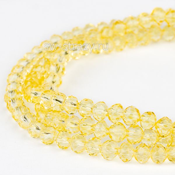Бусины граненые Rondelle 3 мм желтый (9dyed), 1 нить