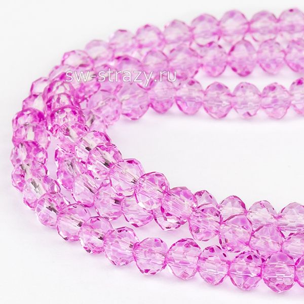 Бусины граненые Rondelle 3 мм аметист (5dyed), 1 нить